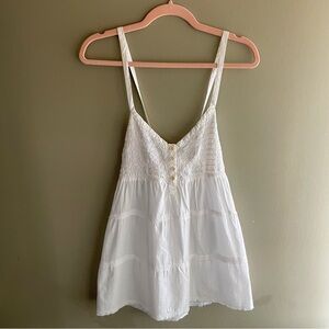 White Sleeveless Top with Button Detail